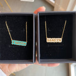 Enamel Outline Bubble Nameplate Necklace | Enamel Hebrew Name Necklace | Personalized enamel Jewelry | Arabic name necklace