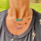 Enamel Outline Bubble Nameplate Necklace | Enamel Hebrew Name Necklace | Personalized enamel Jewelry | Arabic name necklace