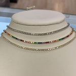 Sterling silver gold plated tennis choker. Sterling silver gold plated tennis necklace. Rainbow tennis choker. Rainbow tennis necklace.