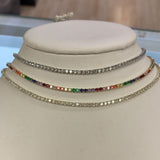 Sterling silver gold plated tennis choker. Sterling silver gold plated tennis necklace. Rainbow tennis choker. Rainbow tennis necklace.
