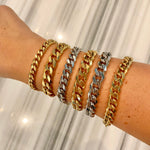 18K Gold filled chunky cuban link bracelets in gold and silver. Chain link bracelets. Cuban link bracelet. Chain bracelet.
