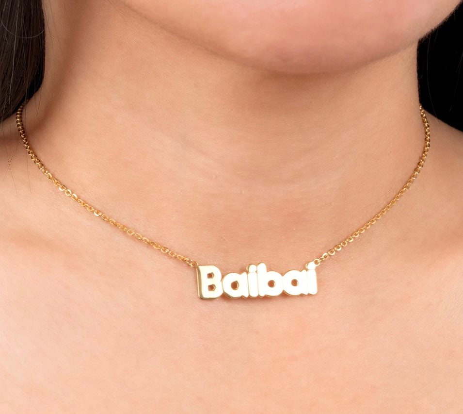 NEW personalized bubble necklace. Custom Alicia bubble nameplate. Personalized bubble necklace. Custom bubble necklace.
