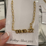 Custom date necklace choker. Date necklace on a paper clip chain. Anniversary/Birthday necklace. Sterling silver gold plated
