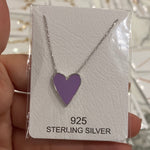 Sterling silver and gold plated heart enamel necklace. Enamel heart necklace. Enamel heart choker.