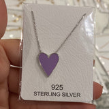 Sterling silver and gold plated heart enamel necklace. Enamel heart necklace. Enamel heart choker.
