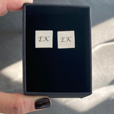 Square script engraved cufflinks | Square personalized cufflinks | Engraved cufflinks | Custom cufflinks | Mens initial cufflinks