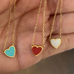 Sterling silver and gold plated mini heart enamel necklace. Enamel heart necklace. Enamel heart choker.