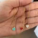 Sterling silver and gold plated mini heart enamel necklace. Enamel heart necklace. Enamel heart choker.