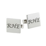 Square script engraved cufflinks | Square personalized cufflinks | Engraved cufflinks | Custom cufflinks | Mens initial cufflinks