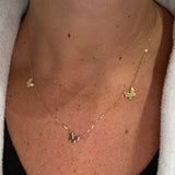 Gold, rose gold, sterling silver butterfly necklace. Sterling silver 14K gold plated butterfly choker. Triple butterfly necklace.