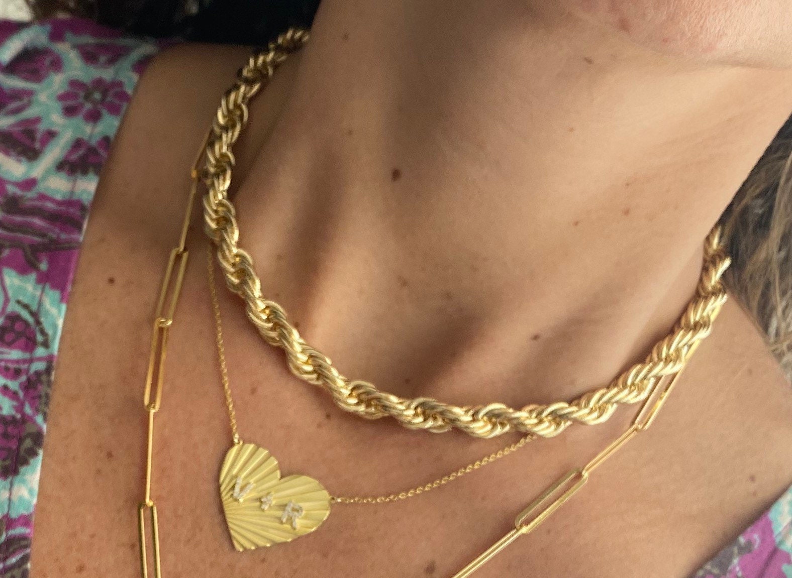 18K gold-filled large link choker l gold-filled mega link paper clip chain necklaces l Gold Chain necklaces l Mega link chain necklace.