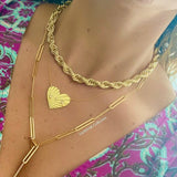 18K gold-filled large link choker l gold-filled mega link paper clip chain necklaces l Gold Chain necklaces l Mega link chain necklace.