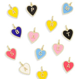 Enamel pave heart initial charm | enamel initial charm | pave initial enamel heart charm | pave heart enamel initial charm