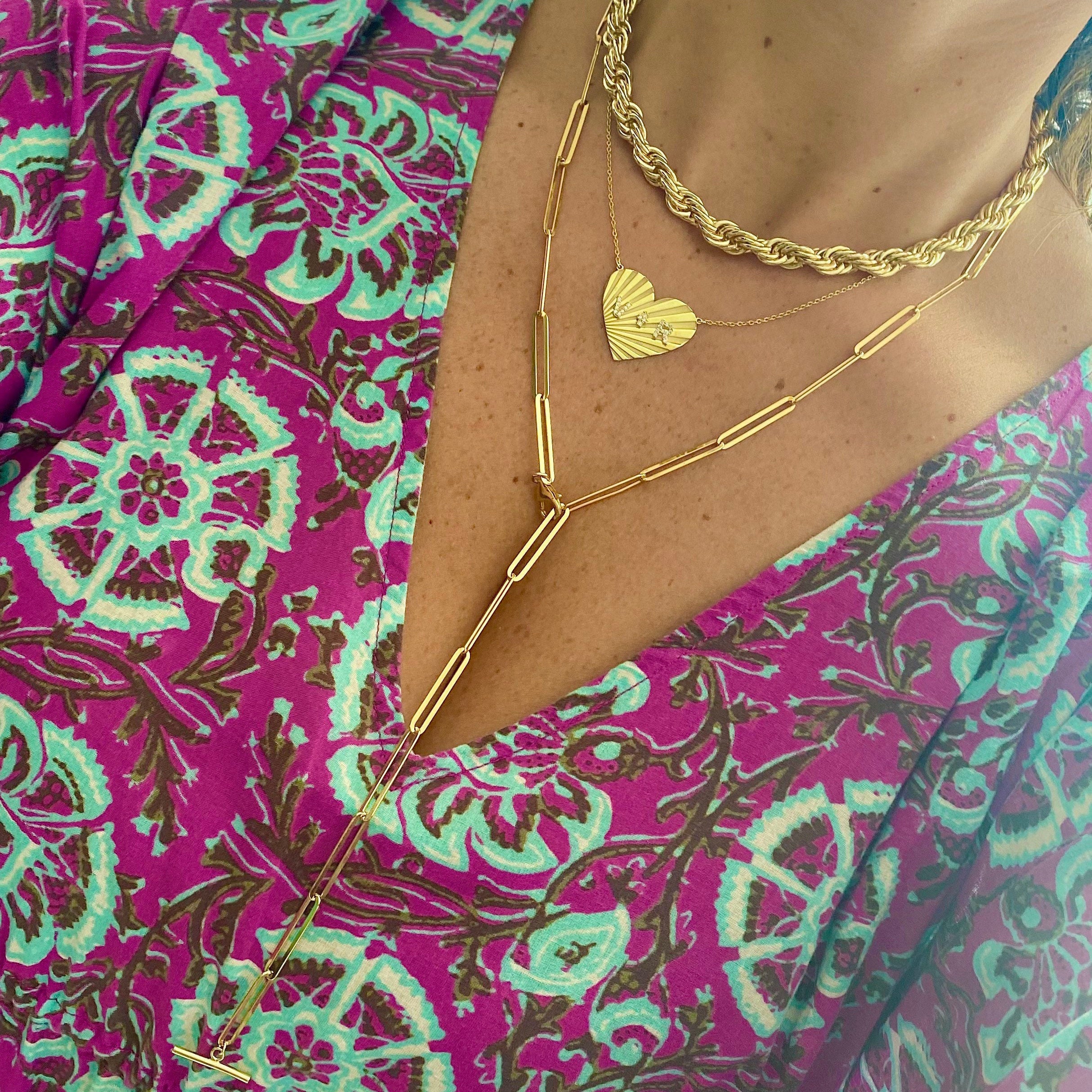 18K gold-filled large link choker l gold-filled mega link paper clip chain necklaces l Gold Chain necklaces l Mega link chain necklace.