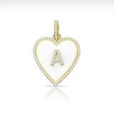 Enamel pave heart initial charm | enamel initial charm | pave initial enamel heart charm | pave heart enamel initial charm