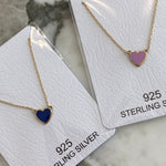 Sterling silver and gold plated mini heart enamel necklace. Enamel heart necklace. Enamel heart choker.