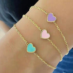 Mini enamel heart bracelet. enamel heart bracelet. Custom enamel heart bracelet. Pretty bracelets. Heart jewelry.