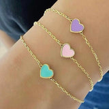 Mini enamel heart bracelet. enamel heart bracelet. Custom enamel heart bracelet. Pretty bracelets. Heart jewelry.