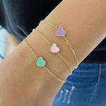 Mini enamel heart bracelet. enamel heart bracelet. Custom enamel heart bracelet. Pretty bracelets. Heart jewelry.