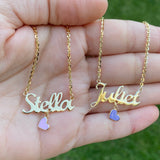 Personalized Juliet Script Name Necklace Sterling Silver 14K Gold Plated |Personalized necklace | Custom necklace | enamel heart nameplate |