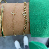 14K gold and diamonds initial bracelet | custom 14K gold letter bracelet | personalized 14K gold and diamonds mini pave initial bracelet