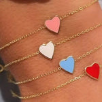 Mini enamel heart bracelet. enamel heart bracelet. Custom enamel heart bracelet. Pretty bracelets. Heart jewelry.