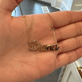 Sterling silver 14K gold plated Script Diana Nameplate Necklace | Name Necklace | Personalized script Jewelry | custom name necklace