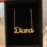 Sterling silver 14K gold plated Script Diana Nameplate Necklace | Name Necklace | Personalized script Jewelry | custom name necklace