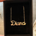 Sterling silver 14K gold plated Script Diana Nameplate Necklace | Name Necklace | Personalized script Jewelry | custom name necklace