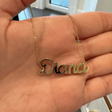 Sterling silver 14K gold plated Script Diana Nameplate Necklace | Name Necklace | Personalized script Jewelry | custom name necklace