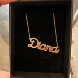 Sterling silver 14K gold plated Script Diana Nameplate Necklace | Name Necklace | Personalized script Jewelry | custom name necklace