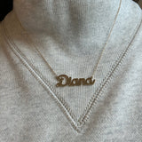 Sterling silver 14K gold plated Script Diana Nameplate Necklace | Name Necklace | Personalized script Jewelry | custom name necklace