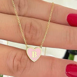 Enamel heart initial necklace | Sterling Silver 14K Gold Plated | enamel heart personalized necklace | Emma initial necklace