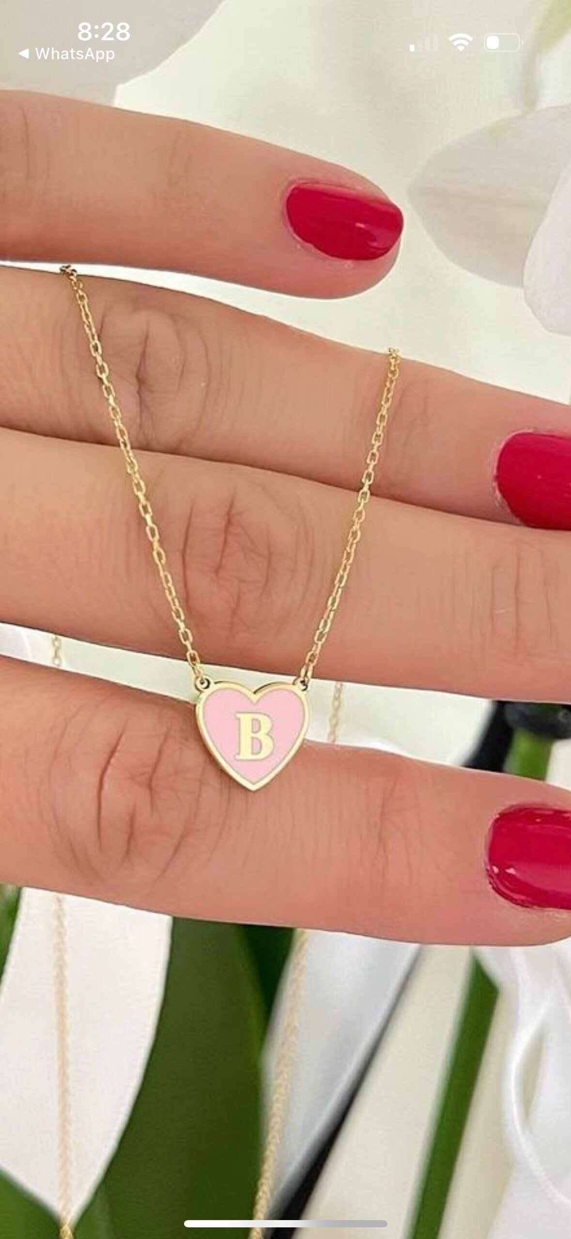 Enamel heart initial necklace | Sterling Silver 14K Gold Plated | enamel heart personalized necklace | Emma initial necklace