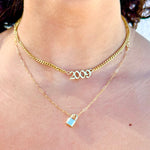 Personalized Gothic nameplate choker. Old English Cuban link necklace. Custom name curb link choker. Sterling silver gold plated.