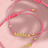 Nameplate string bracelet. Name bracelet. Personalized string bracelets. Custom string bracelets.