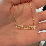 Couples bar necklace. Name (heart) name. Sterling silver and 14k gold plated. Initial nameplate. Personalized nameplate.