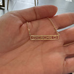 Couples bar necklace. Name (heart) name. Sterling silver and 14k gold plated. Initial nameplate. Personalized nameplate.