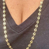 18K gold-filled flat mariner link choker l Mariner chain necklace l Gold Chain necklaces l Flat mariner chain necklace in gold or silver
