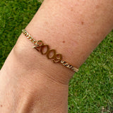 Cuban link personalized year bracelet | personalized curb link custom bracelet | year bracelet