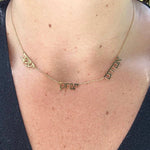 Mommy necklace with 1 2 3 4 5 6 names. Jumbo letters Hebrew name necklace. Classic Hebrew mommy necklace. Hebrew name necklace.