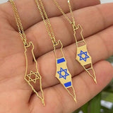 Cut out Star of David Map of Israel necklace | Map of Israel choker | cut out Jewish Star Israel necklace | star of david israel necklace