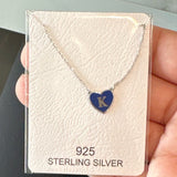 Enamel heart initial necklace | Sterling Silver 14K Gold Plated | enamel heart personalized necklace | Emma initial necklace