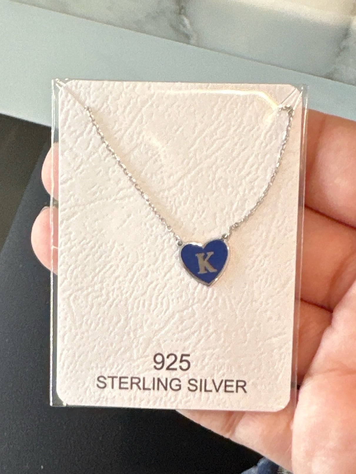 Enamel heart initial necklace | Sterling Silver 14K Gold Plated | enamel heart personalized necklace | Emma initial necklace