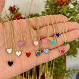 Sterling silver and gold plated mini heart enamel necklace. Enamel heart necklace. Enamel heart choker.