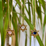 Floating diamond heart Star of David necklace | floating diamond heart jewish star necklace