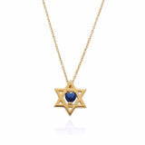 Floating diamond heart Star of David necklace | floating diamond heart jewish star necklace