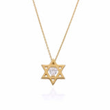 Floating diamond heart Star of David necklace | floating diamond heart jewish star necklace