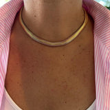18K gold filled 10mm herringbone chain necklaces. Snake chain necklaces. Liquid gold chain necklace. Gold Chain necklaces.