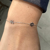 Initial jewish star bracelet. Initial plus Star of David bracelet. Custom initial Jewish star bracelet. Personalized Jewish star bracelets.